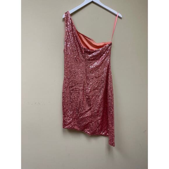 NWT Aqua Large New Years Eve Pink Asymmetrical Sequin Mini Birthday Party Dress - Picture 2 of 11
